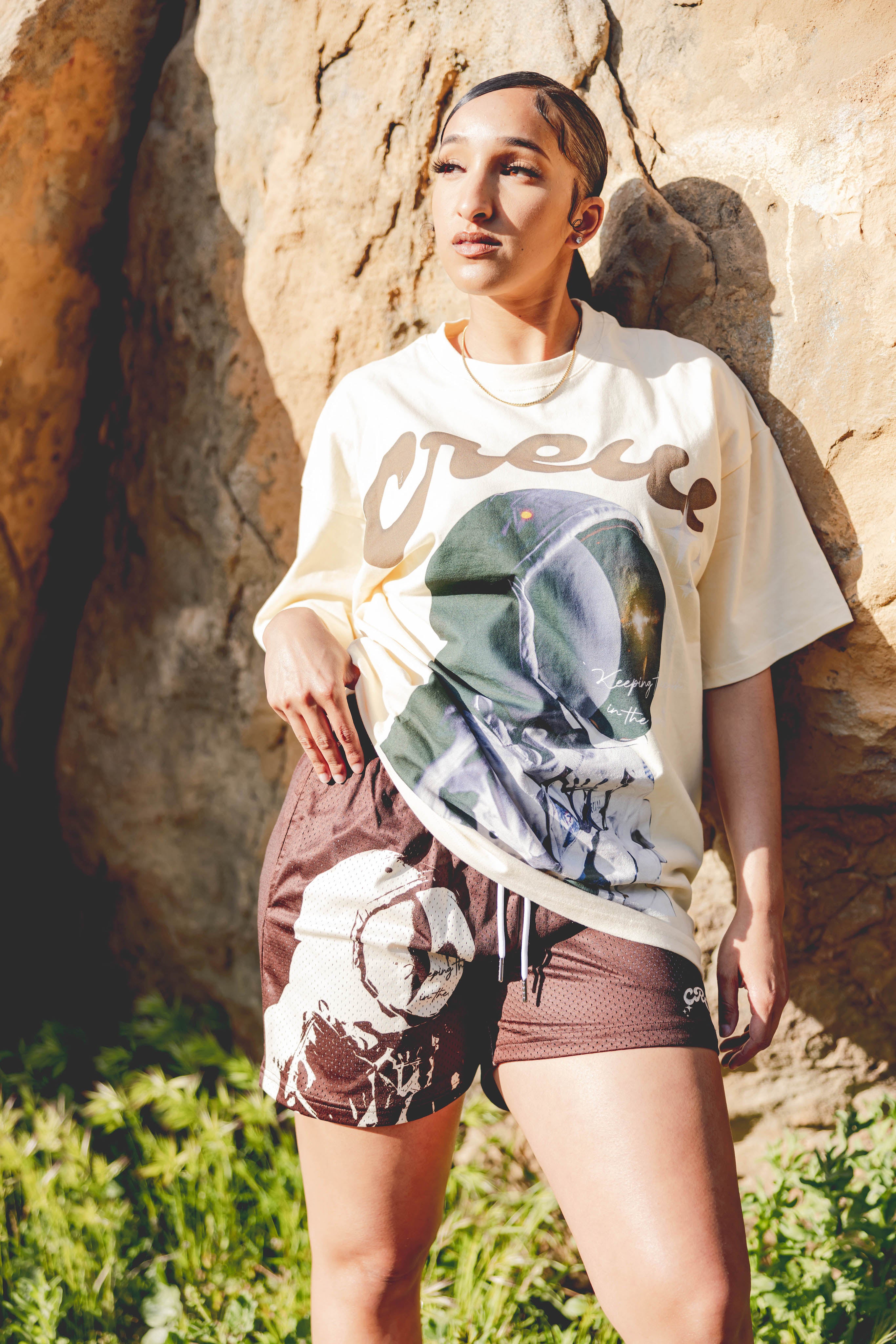 Crew On The Moon Tee Creme