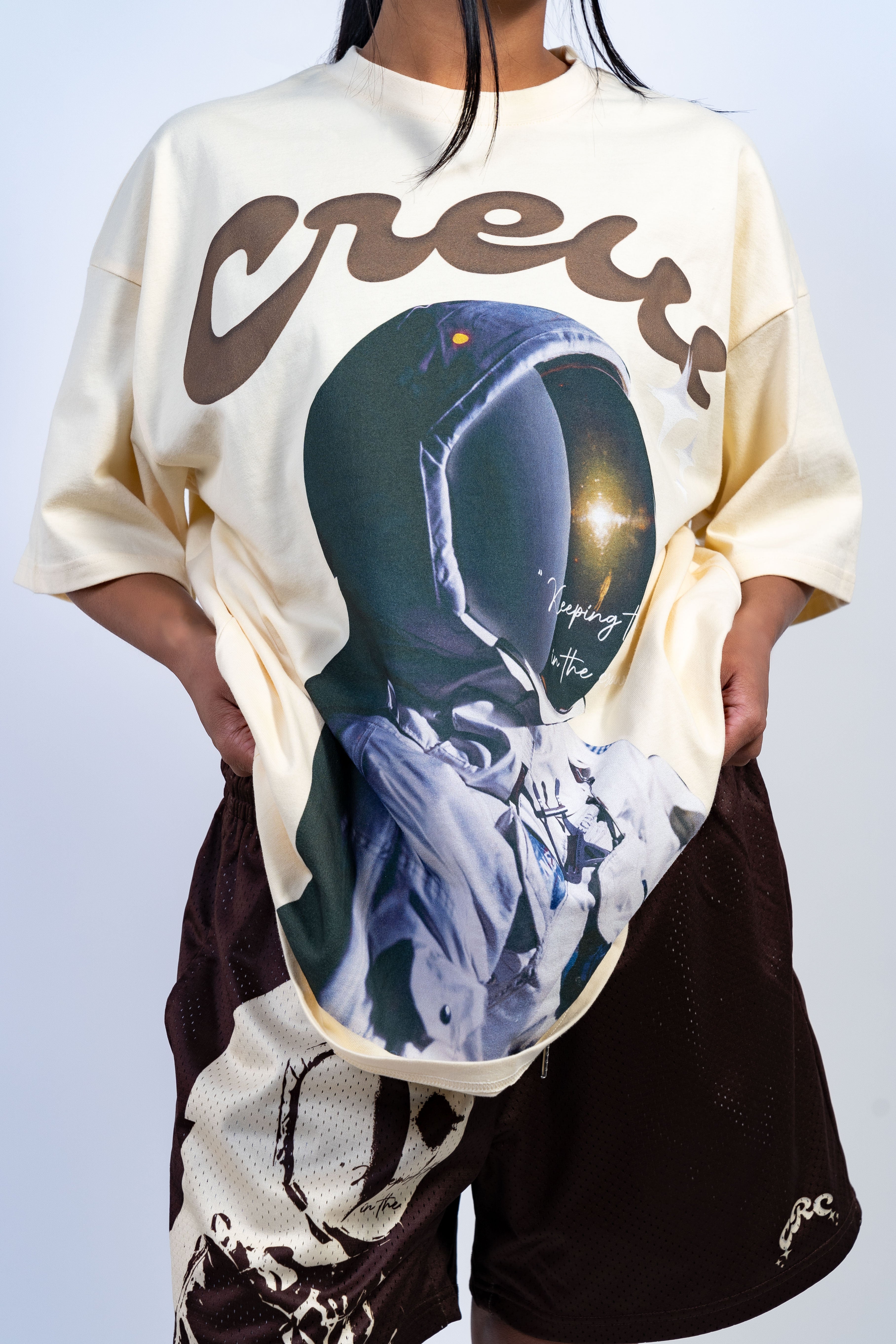 Crew On The Moon Tee Creme